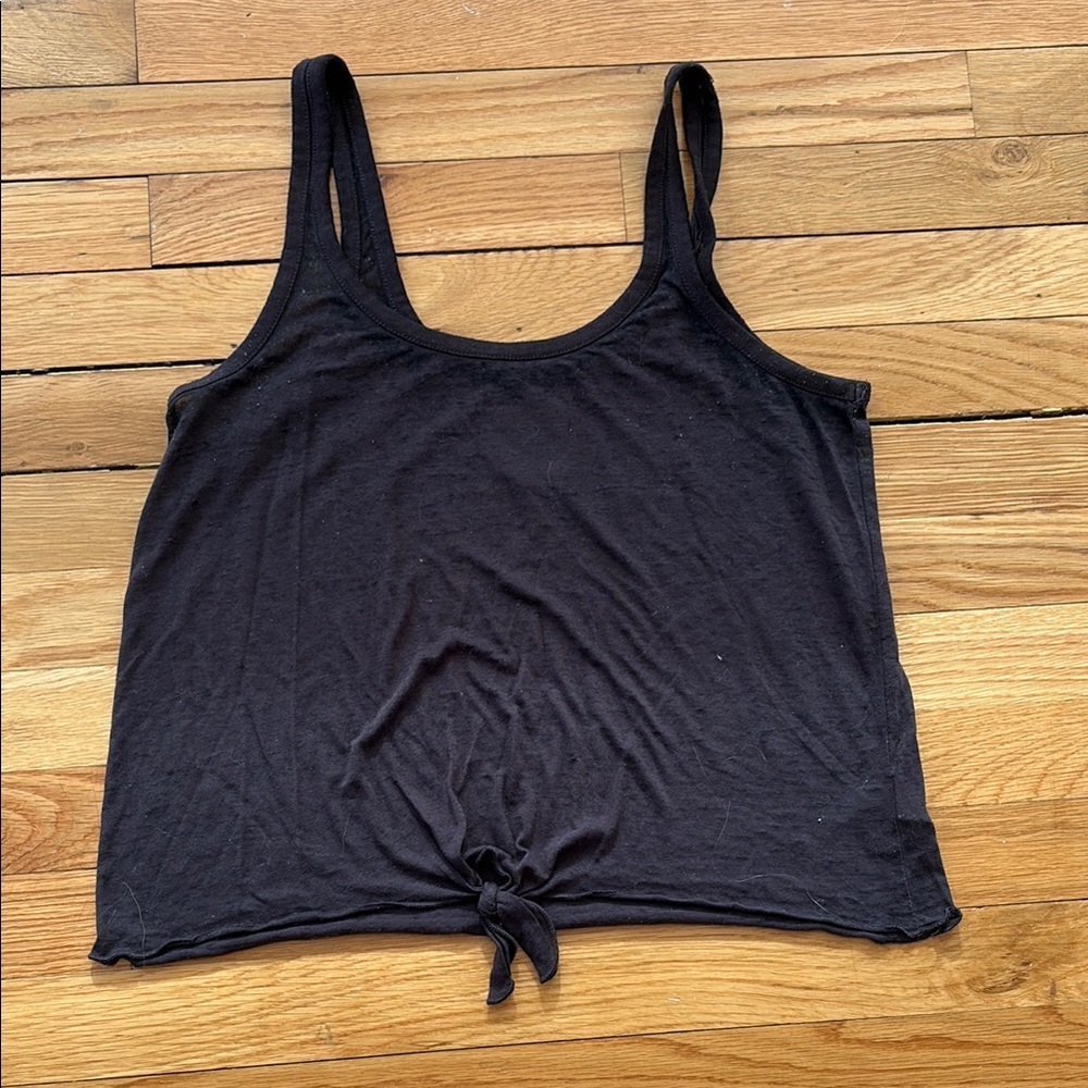 Chaser charcoal grey tank top with tie bottom size medium
